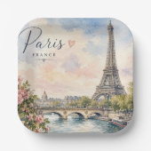 Paris Frankreich Eiffelturm Fluss Seine Pappteller (Vorderseite)
