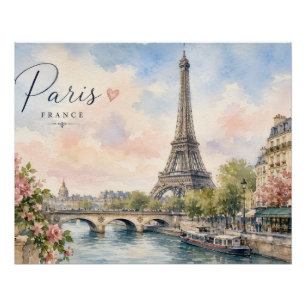 Paris Frankreich Eiffelturm Fluss Seine Poster