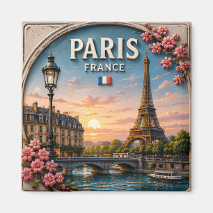 🗼 Paris Frankreich Eiffelturm Flussufer Stadtansi Magnet