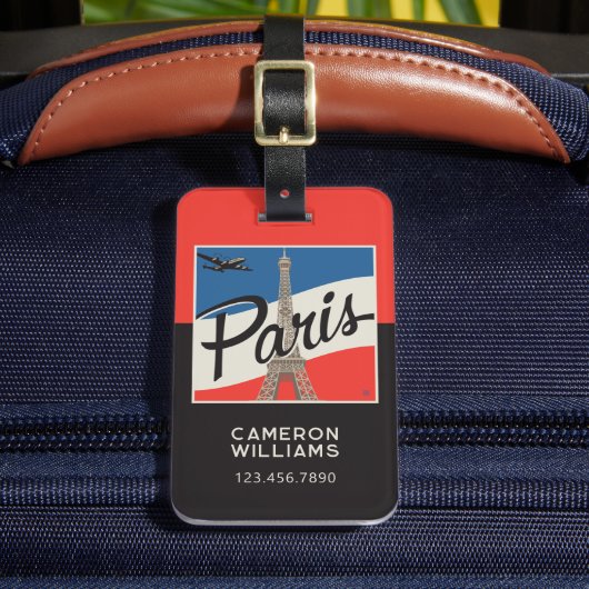 Paris Frankreich | Eiffelturm Gepäckanhänger (Vorderseite Insitu 2)
