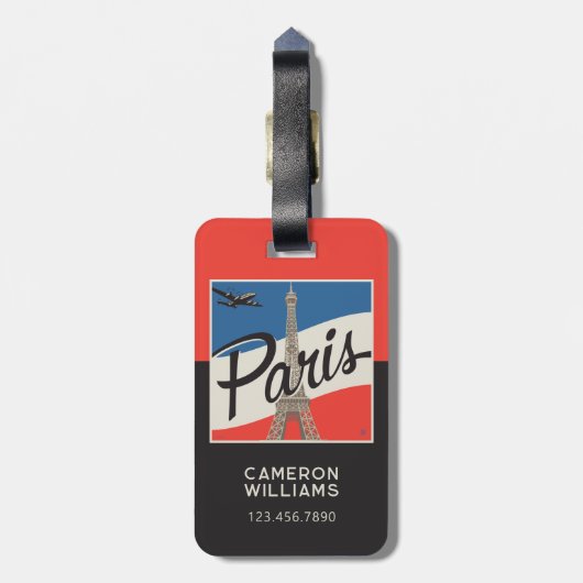 Paris Frankreich | Eiffelturm Gepäckanhänger (Rückseite vertikal)