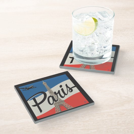 Paris Frankreich | Eiffelturm Glasuntersetzer (Schrägansicht)