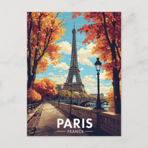 Paris Frankreich Eiffelturm Herbst Retro Postkarte