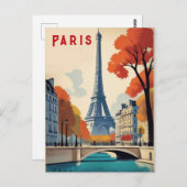 Paris Frankreich Eiffelturm Herbst Retro Reisen Postkarte (Vorne/Hinten)