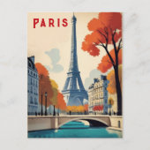 Paris Frankreich Eiffelturm Herbst Retro Reisen Postkarte (Vorderseite)