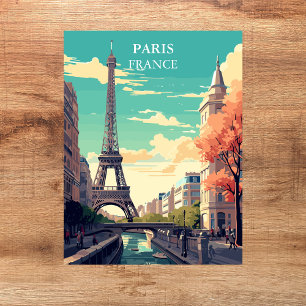 Paris, Frankreich Eiffelturm Illustration Postkarte