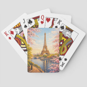 Paris Frankreich Eiffelturm Kirschblüten Spielkarten