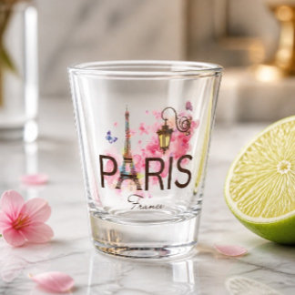 Paris Frankreich Eiffelturm & Lampe Schnapsglas