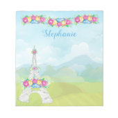 Paris Frankreich Eiffelturm Landschaft und Blume Notizblock (Vorderseite)