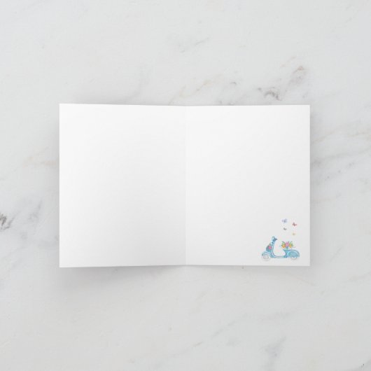 Paris Frankreich Eiffelturm mit Scooter Custom Dankeskarte (Innenseite)