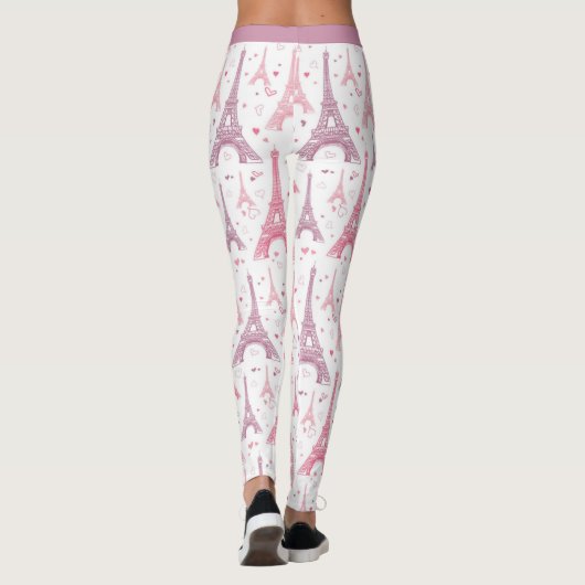 Paris Frankreich Eiffelturm Pink Lila Yogout Leggings (Rückseite)