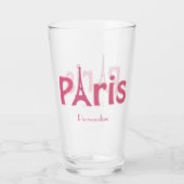 Paris Frankreich Eiffelturm Pink Personalisiert Glas (Rückseite)
