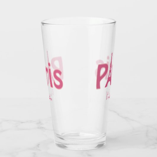 Paris Frankreich Eiffelturm Pink Personalisiert Glas (Links)