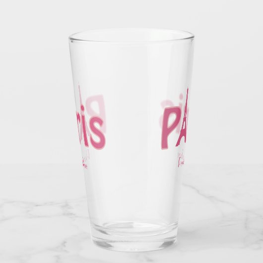 Paris Frankreich Eiffelturm Pink Personalisiert Glas (Rechts)