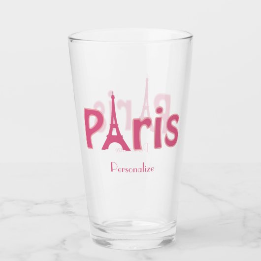 Paris Frankreich Eiffelturm Pink Personalisiert Glas (Vorderseite)