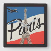 Paris Frankreich | Eiffelturm Quadratische Wanduhr (Vorderseite)