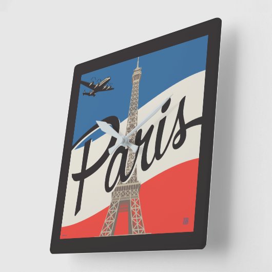 Paris Frankreich | Eiffelturm Quadratische Wanduhr (Winkel)