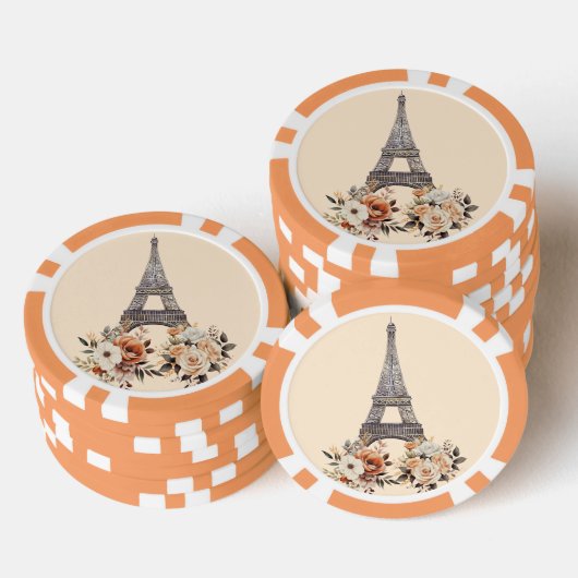 Paris Frankreich Eiffelturm Schön Floral Pokerchips (Stapel)