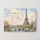 Paris Frankreich Eiffelturm Seine Fluss Button (Vorderseite)