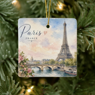 Paris Frankreich Eiffelturm Seine Fluss  Keramikornament