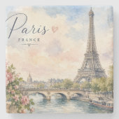 Paris Frankreich Eiffelturm Seine Fluss Steinuntersetzer (Vorderseite)