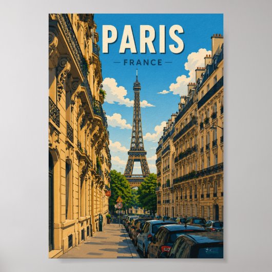 Paris Frankreich Eiffelturm Straßenansicht Poster (Vorne)