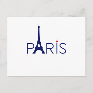Paris Frankreich Eiffelturm Text und Herz Postkarte