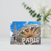 Paris Frankreich | Eiffelturm | Trocadéro Carousel Postkarte (Stehend Vorderseite)