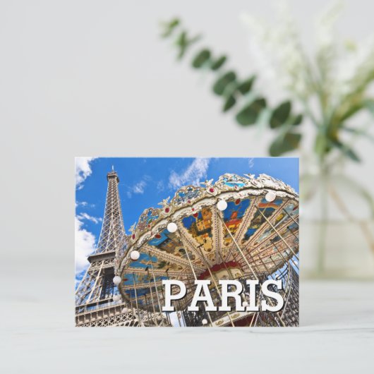 Paris Frankreich | Eiffelturm | Trocadéro Carousel Postkarte (Stehend Vorderseite)