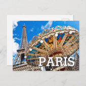 Paris Frankreich | Eiffelturm | Trocadéro Carousel Postkarte (Vorne/Hinten)