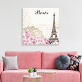 Paris Frankreich Eiffelturm Vintag Rosa Blume Leinwanddruck (Insitu (Wohnzimmer))