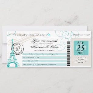 Paris Frankreich Eiffelturm Vintage Bordkarte Einladung