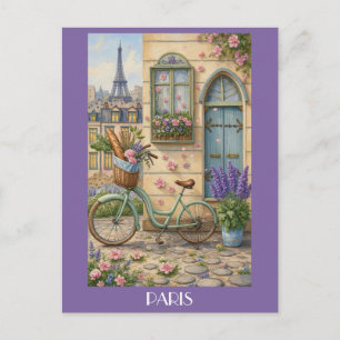 Paris Frankreich Eiffelturm Vintage Fahrrad Floral Postkarte