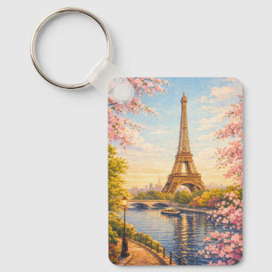 Paris Frankreich Eiffelturm Vintage Kirschblüten Schlüsselanhänger
