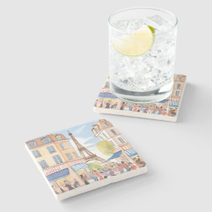 Paris Frankreich Eiffelturm Wasserfarbe Steinuntersetzer