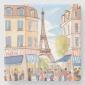 Paris Frankreich Eiffelturm Wasserfarbe Steinuntersetzer (Vorderseite)