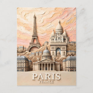 Paris Frankreich Europa Modern Pastell Strukturier Postkarte