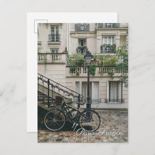 Paris Frankreich Fahrrad Herbst Herbstreise Postka Einladungspostkarte (Vorne/Hinten)