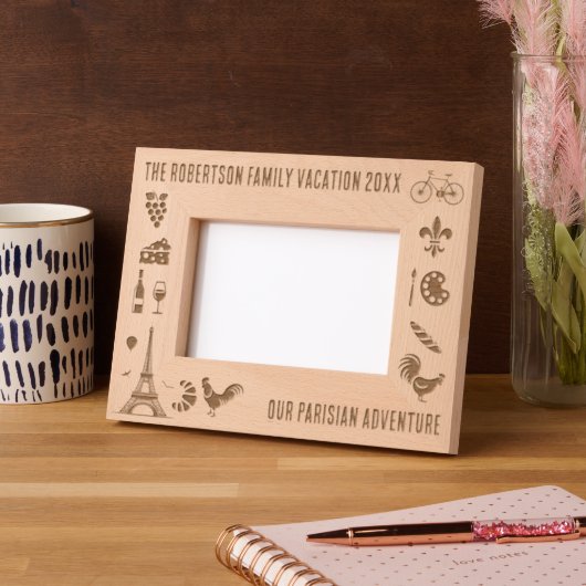 Paris Frankreich Familienurlaub Personalisiert 6x4 Geätzte Rahmen (Links)