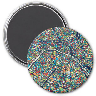 Paris Frankreich   Farbige Karte Magnet