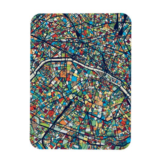 Paris Frankreich | Farbige Karte Magnet (Vertikal)