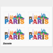 Paris, Frankreich | Farbige Typografie Rechteckiger Aufkleber (Blatt)