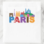 Paris, Frankreich | Farbige Typografie Rechteckiger Aufkleber (Tasche)