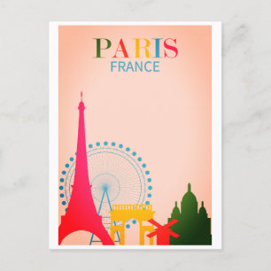 Paris Frankreich Farbige Vintage Reise Postkarte