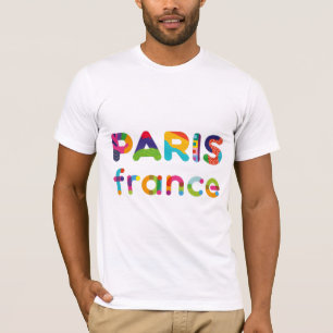 Paris Frankreich - farbiger Text T-Shirt
