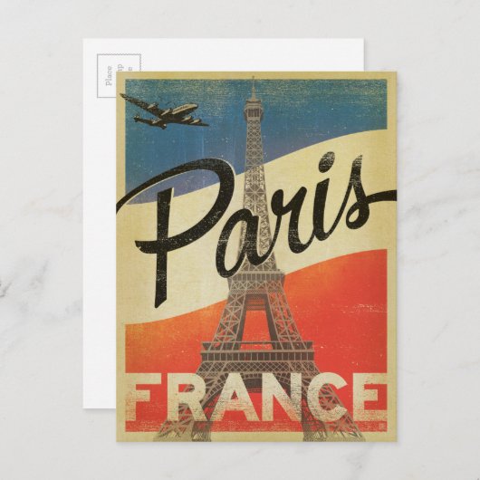 Paris, Frankreich - Flagge Postkarte (Vorne/Hinten)
