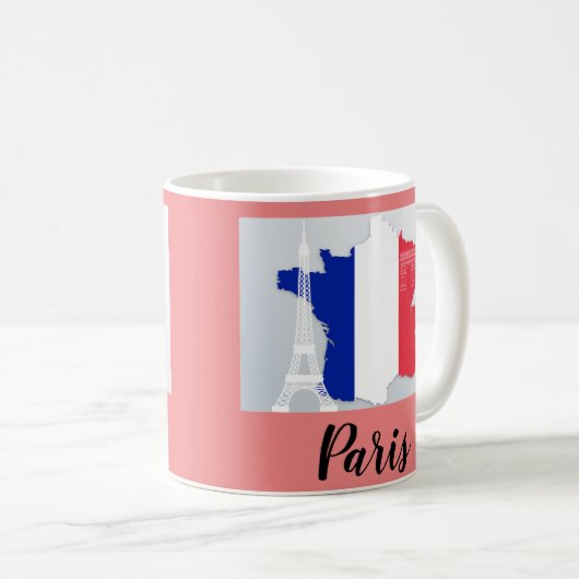 Paris Frankreich Flaggenkarte Eiffelturm Kaffeetasse (VorderseiteRechts)
