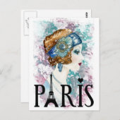 Paris-Frankreich-Flapper Postkarte (Vorne/Hinten)