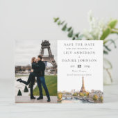 Paris Frankreich Foto Hochzeit in Urlaubsort Save The Date (Stehend Vorderseite)