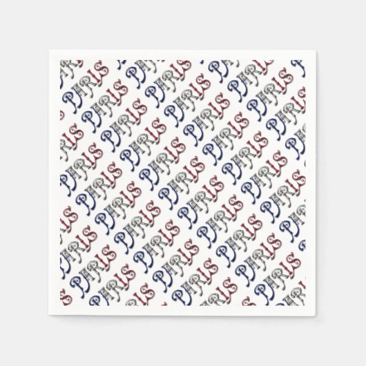 Paris Frankreich - Französisch-Flaggenfarben Typog Serviette (Vorderseite)